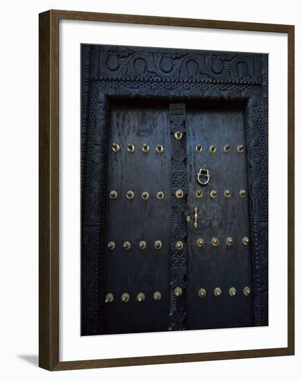 Traditional Carved Wooden Door in Stone Town, Zanzibar, Tanzania, East Africa, Africa-Yadid Levy-Framed Photographic Print