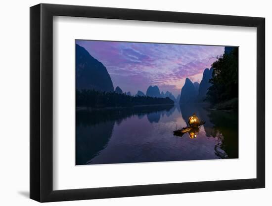 Traditional Chinese cormorant fisherman, Li River, near Xingping, China-Adam Jones-Framed Photographic Print