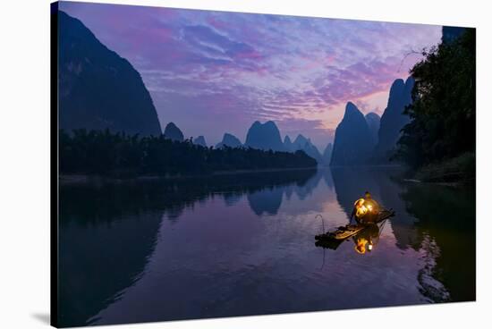 Traditional Chinese cormorant fisherman, Li River, near Xingping, China-Adam Jones-Stretched Canvas