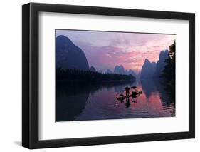 Traditional Chinese cormorant fisherman, Li River, near Xingping, China-Adam Jones-Framed Premium Photographic Print