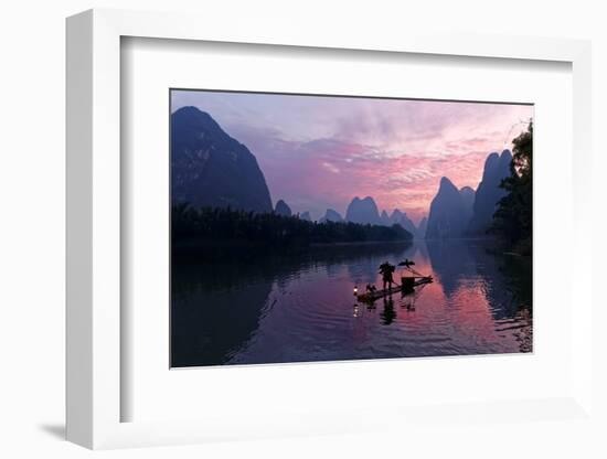 Traditional Chinese cormorant fisherman, Li River, near Xingping, China-Adam Jones-Framed Photographic Print