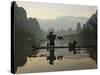 Traditional Chinese Fisherman with Cormorants, Li River, Guilin, China-Adam Jones-Stretched Canvas