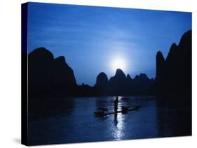 Traditional Chinese Fisherman with Cormorants, Li River, Guilin, China-Adam Jones-Stretched Canvas