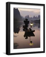 Traditional Chinese Fisherman with Cormorants, Li River, Guilin, China-Adam Jones-Framed Photographic Print