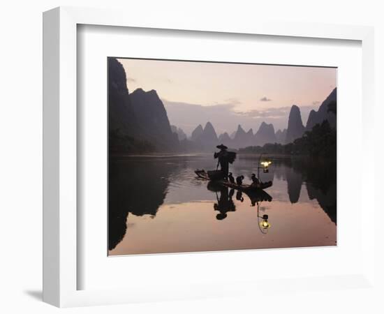 Traditional Chinese Fisherman with Cormorants, Li River, Guilin, China-Adam Jones-Framed Photographic Print