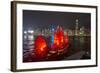 Traditional Chinese junk boat for tourists on Victoria Harbour illuminated at night, Hong Kong, Chi-Fraser Hall-Framed Photographic Print