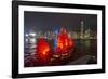 Traditional Chinese junk boat for tourists on Victoria Harbour illuminated at night, Hong Kong, Chi-Fraser Hall-Framed Photographic Print