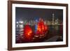 Traditional Chinese junk boat for tourists on Victoria Harbour illuminated at night, Hong Kong, Chi-Fraser Hall-Framed Photographic Print