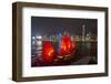 Traditional Chinese junk boat for tourists on Victoria Harbour illuminated at night, Hong Kong, Chi-Fraser Hall-Framed Premium Photographic Print