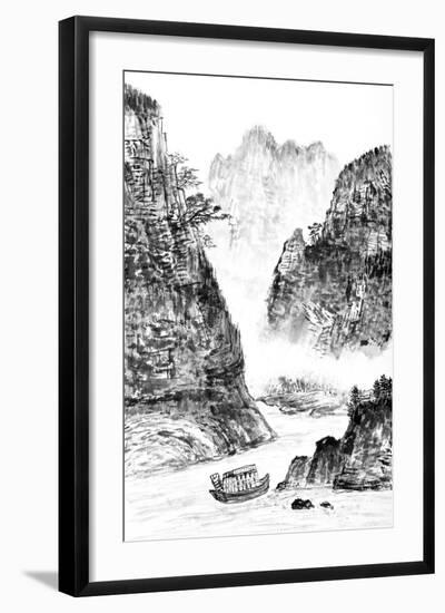 Traditional Chinese Painting , Landscape-aslysun-Framed Art Print