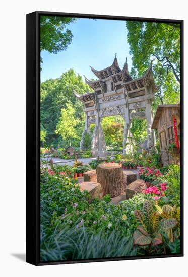 Traditional Chinese Stone Gate-Andreas Brandl-Framed Stretched Canvas