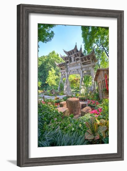 Traditional Chinese Stone Gate-Andreas Brandl-Framed Photographic Print