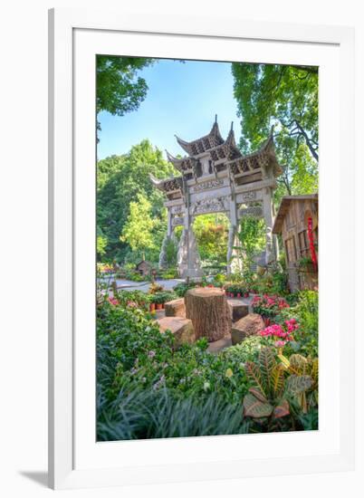 Traditional Chinese Stone Gate-Andreas Brandl-Framed Photographic Print