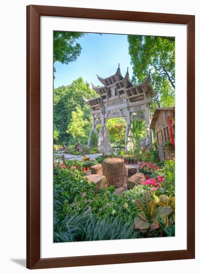 Traditional Chinese Stone Gate-Andreas Brandl-Framed Photographic Print