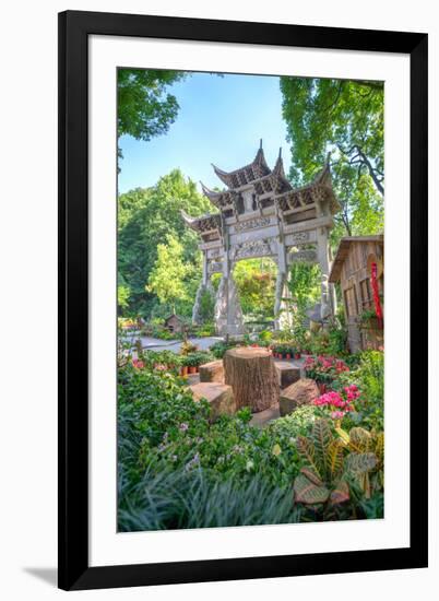 Traditional Chinese Stone Gate-Andreas Brandl-Framed Photographic Print