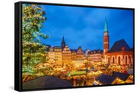 Traditional Christmas Market in Frankfurt, Germany-sborisov-Framed Stretched Canvas