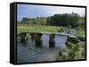 Traditional Clapper Bridge at Postbridge, Dartmoor, Devon, England, United Kingdom, Europe-Woolfitt Adam-Framed Stretched Canvas