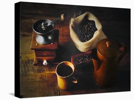 Traditional Coffee Time-George Oze-Stretched Canvas