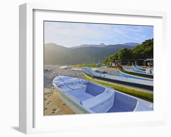 Traditional colourful boats on the beach in Bonete, Ilhabela Island, State of Sao Paulo, Brazil, So-Karol Kozlowski-Framed Photographic Print