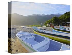 Traditional colourful boats on the beach in Bonete, Ilhabela Island, State of Sao Paulo, Brazil, So-Karol Kozlowski-Stretched Canvas