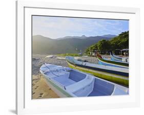 Traditional colourful boats on the beach in Bonete, Ilhabela Island, State of Sao Paulo, Brazil, So-Karol Kozlowski-Framed Photographic Print