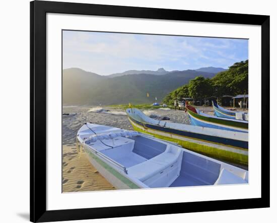 Traditional colourful boats on the beach in Bonete, Ilhabela Island, State of Sao Paulo, Brazil, So-Karol Kozlowski-Framed Photographic Print