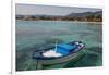 Traditional Colourful Fishing Boat Moored at the Seaside Resort of Mondello, Sicily, Italy-Martin Child-Framed Premium Photographic Print