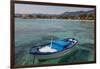 Traditional Colourful Fishing Boat Moored at the Seaside Resort of Mondello, Sicily, Italy-Martin Child-Framed Premium Photographic Print