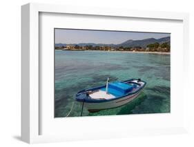 Traditional Colourful Fishing Boat Moored at the Seaside Resort of Mondello, Sicily, Italy-Martin Child-Framed Photographic Print