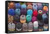 Traditional Colourful Woollen Hats for Sale in Rahba Kedima (Old Square)-Martin Child-Framed Stretched Canvas