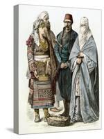 Traditional Costumes of the Middle East: Couple of the Ottoman Empire, Man of Edirne, and Veiled Wo-null-Stretched Canvas