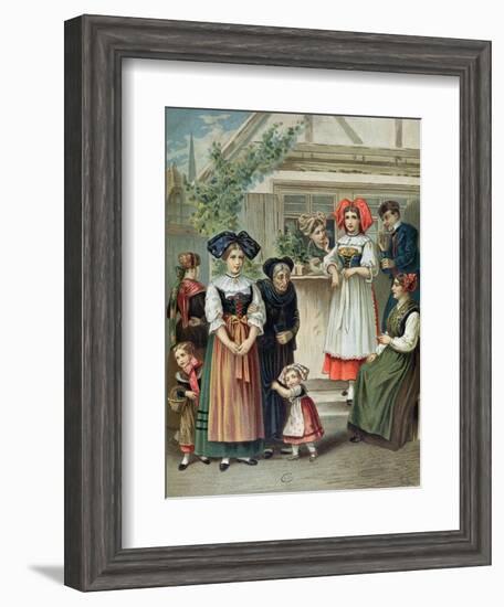 Traditional Costumes of the Strasbourg Region, c. 1870-80-null-Framed Giclee Print