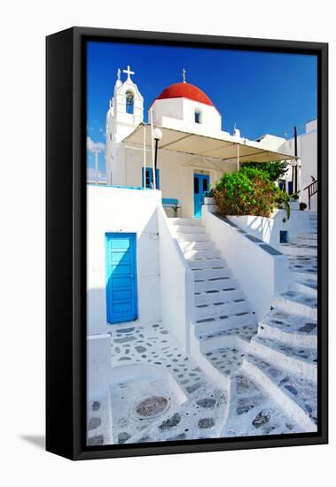 Traditional Cycladic Architecture - Milos Island-Maugli-l-Framed Stretched Canvas