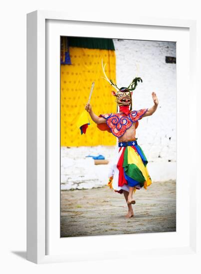 Traditional Dancer at the Paro Festival, Paro, Bhutan, Asia-Jordan Banks-Framed Photographic Print