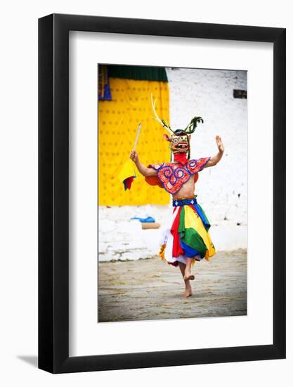 Traditional Dancer at the Paro Festival, Paro, Bhutan, Asia-Jordan Banks-Framed Photographic Print