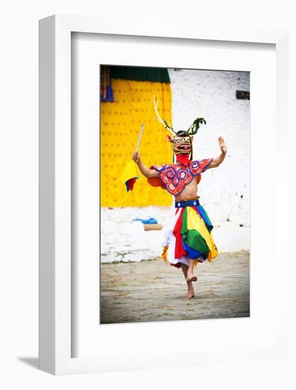 Traditional Dancer at the Paro Festival, Paro, Bhutan, Asia-Jordan Banks-Framed Photographic Print