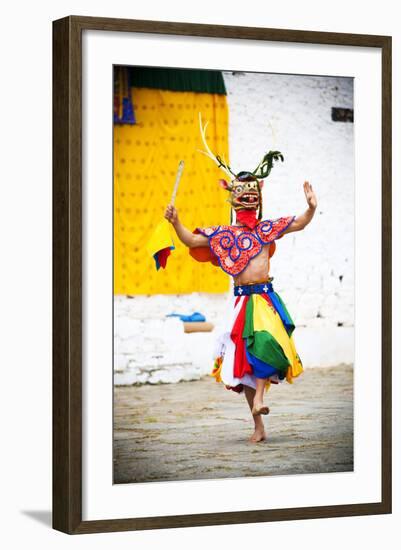 Traditional Dancer at the Paro Festival, Paro, Bhutan, Asia-Jordan Banks-Framed Photographic Print
