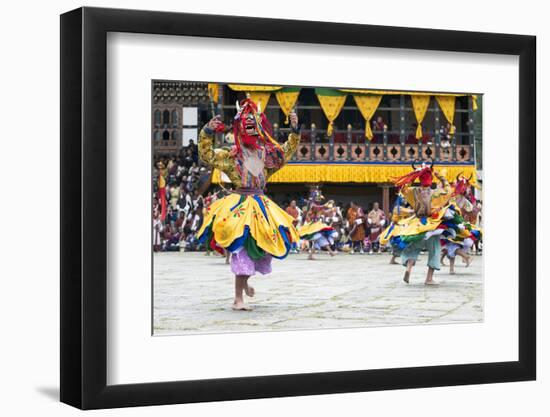 Traditional Dancers at the Paro Festival, Paro, Bhutan, Asia-Jordan Banks-Framed Premium Photographic Print