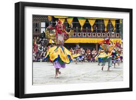 Traditional Dancers at the Paro Festival, Paro, Bhutan, Asia-Jordan Banks-Framed Photographic Print