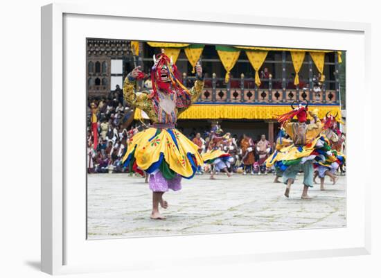 Traditional Dancers at the Paro Festival, Paro, Bhutan, Asia-Jordan Banks-Framed Photographic Print