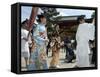 Traditional Dress and Procession for Tea Ceremony, Yasaka Jinja Shrine, Kyoto, Honshu Island, Japan-Christian Kober-Framed Stretched Canvas