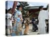 Traditional Dress and Procession for Tea Ceremony, Yasaka Jinja Shrine, Kyoto, Honshu Island, Japan-Christian Kober-Stretched Canvas