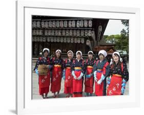 Traditional Dress and Procession for Tea Ceremony, Yasaka Jinja Shrine, Kyoto, Honshu Island, Japan-Christian Kober-Framed Photographic Print