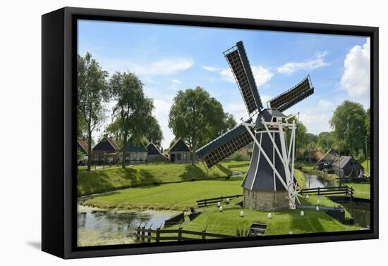 Traditional Dutch Windmill, Zuiderzee Open Air Museum, Lake Ijssel-Peter Richardson-Framed Stretched Canvas