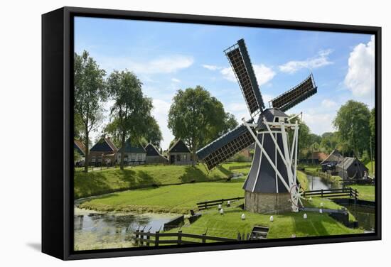 Traditional Dutch Windmill, Zuiderzee Open Air Museum, Lake Ijssel-Peter Richardson-Framed Stretched Canvas