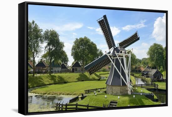 Traditional Dutch Windmill, Zuiderzee Open Air Museum, Lake Ijssel-Peter Richardson-Framed Stretched Canvas