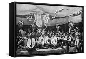 Traditional Enemies Assembled at a Peace Conference in Claudetown, Sarawak, C1899-Charles Hose-Framed Stretched Canvas