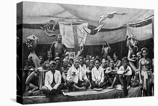 Traditional Enemies Assembled at a Peace Conference in Claudetown, Sarawak, C1899-Charles Hose-Stretched Canvas