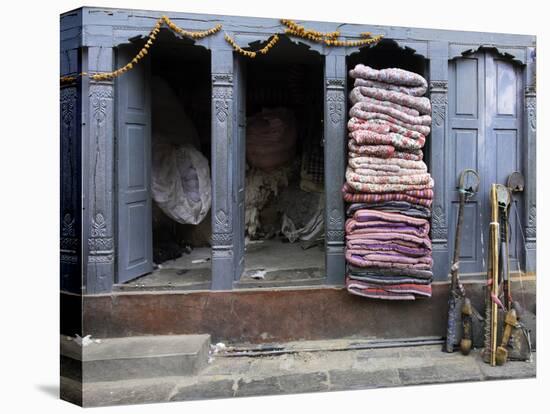 Traditional Fabric Shop in Kathmandu, Nepal, Asia-John Woodworth-Stretched Canvas