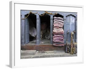 Traditional Fabric Shop in Kathmandu, Nepal, Asia-John Woodworth-Framed Photographic Print